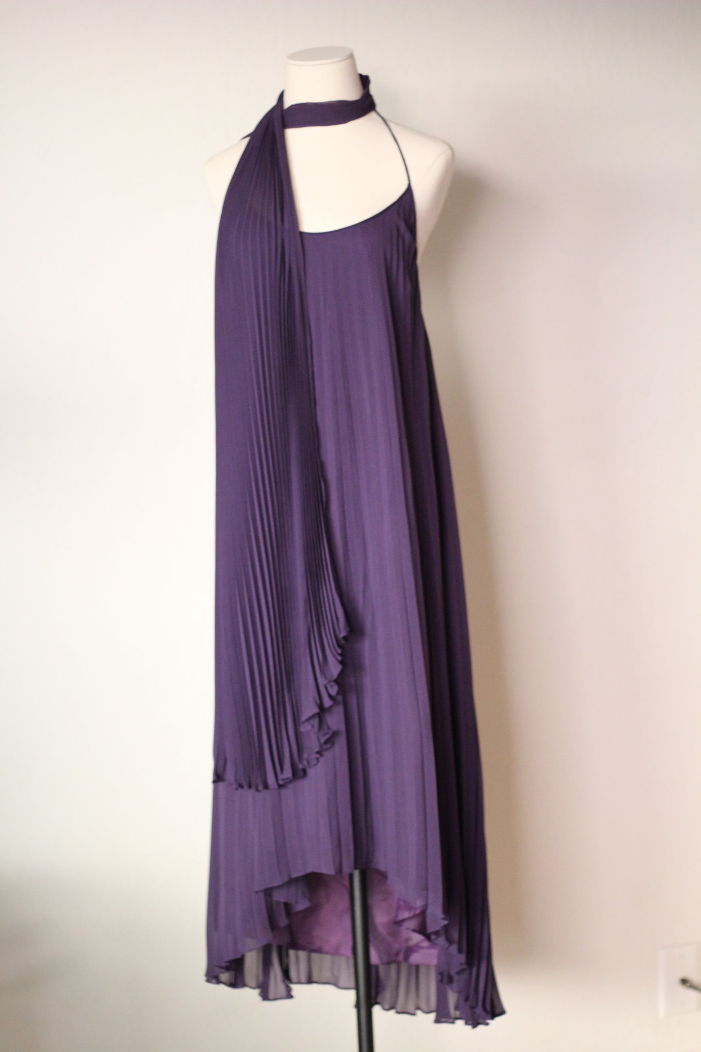 Dolce and Gabbana Fall Winter 2000 Purple Runway Dress and Scarf Set