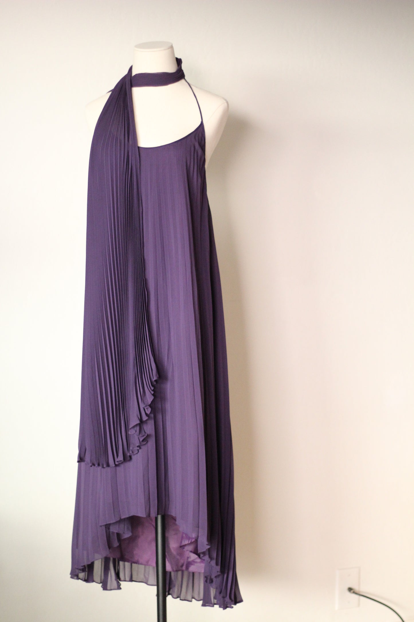 Dolce and Gabbana Fall Winter 2000 Purple Runway Dress and Scarf Set