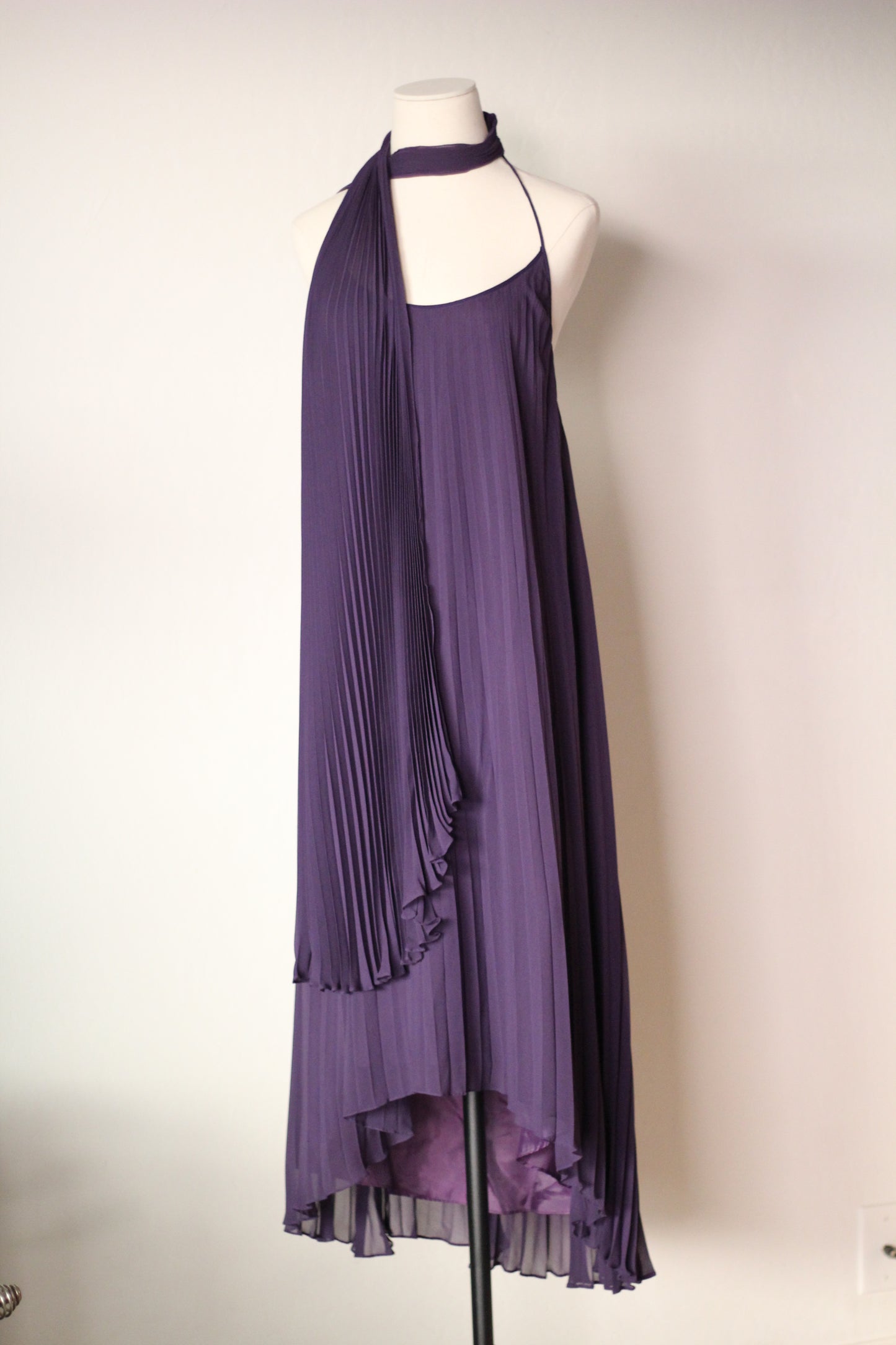 Dolce and Gabbana Fall Winter 2000 Purple Runway Dress and Scarf Set