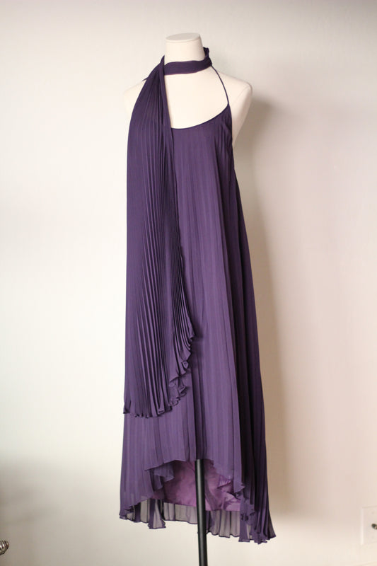 Dolce and Gabbana Fall Winter 2000 Purple Runway Dress and Scarf Set