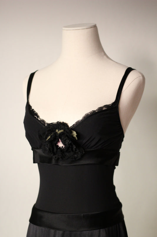 Dolce and Gabbana Fall Winter 2004 Flower Applique Black Dress