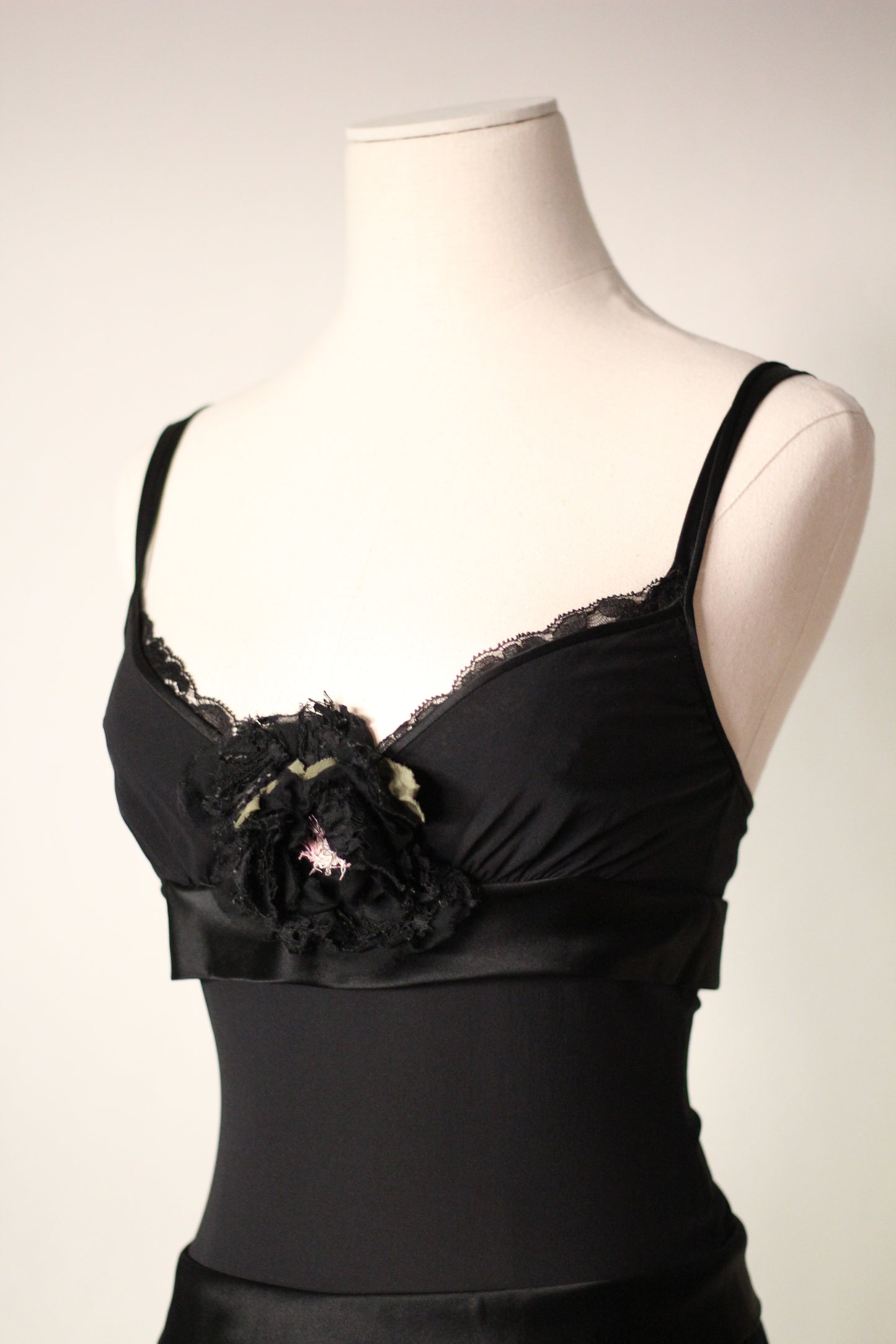 Dolce and Gabbana Fall Winter 2004 Flower Applique Black Dress