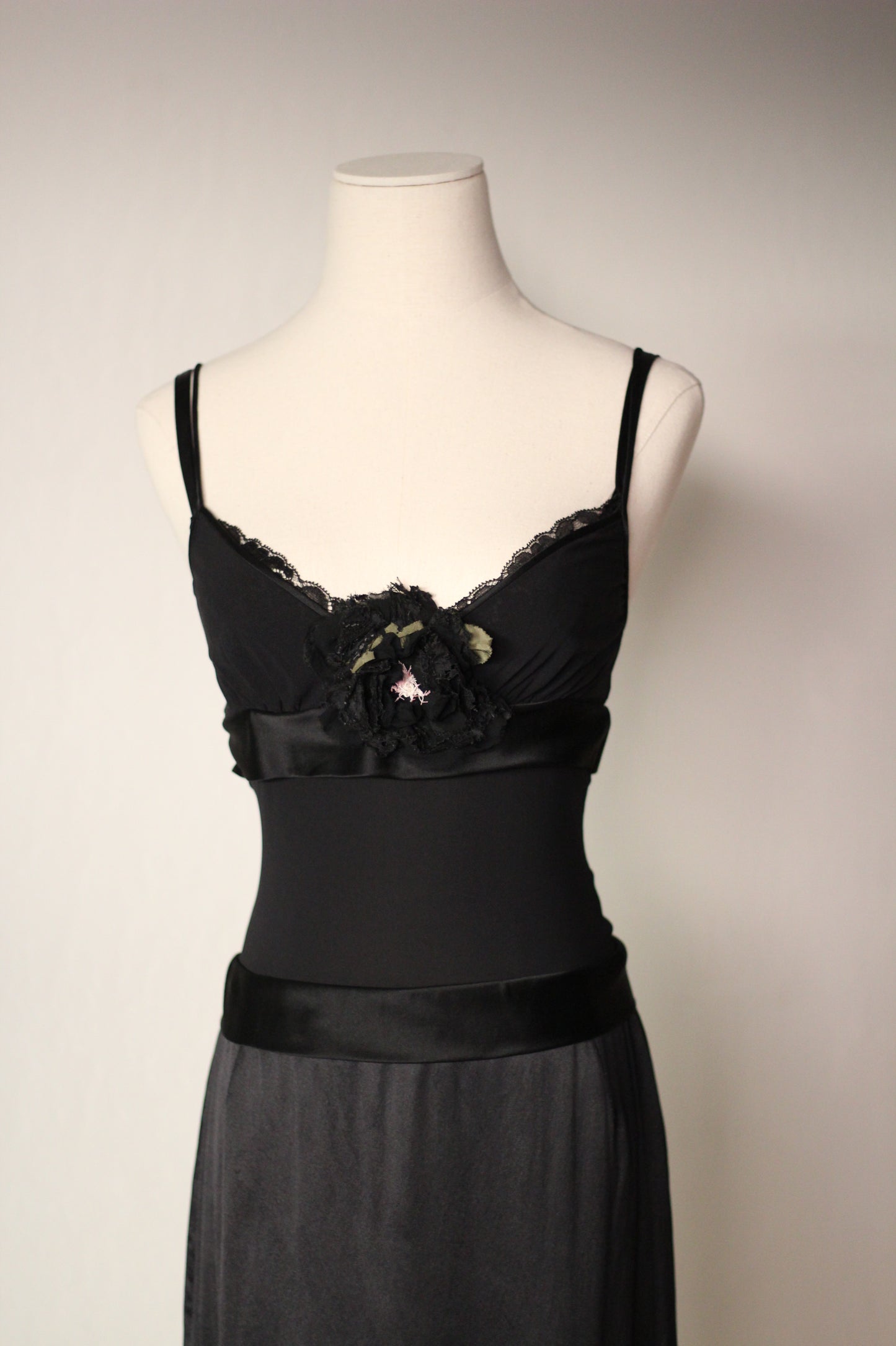 Dolce and Gabbana Fall Winter 2004 Flower Applique Black Dress