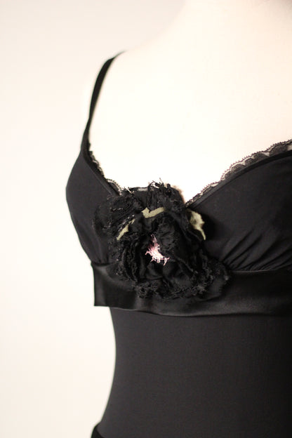 Dolce and Gabbana Fall Winter 2004 Flower Applique Black Dress