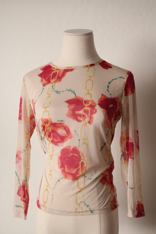 Anna Molinari 1997 Mesh Rose Top
