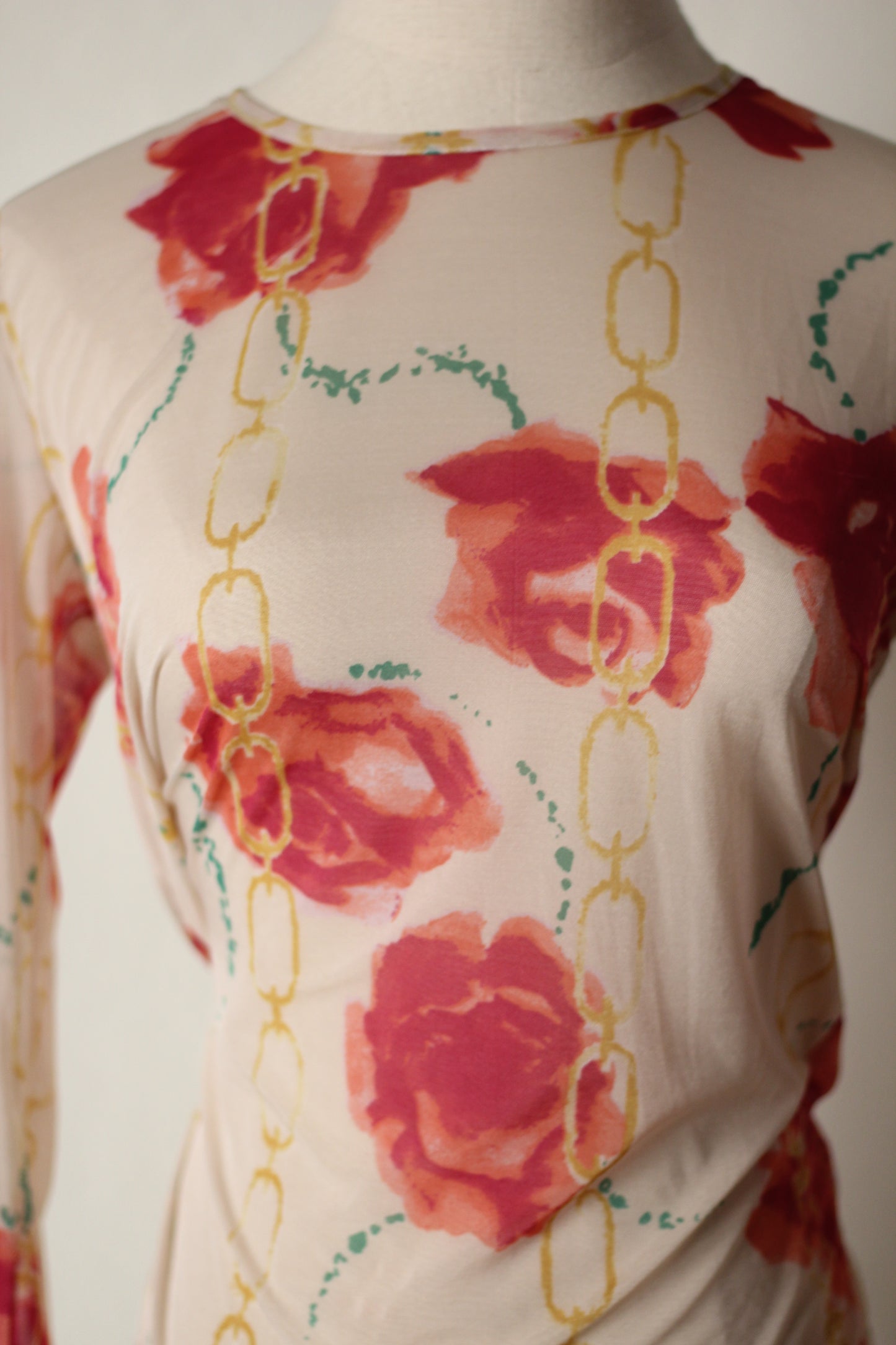 Anna Molinari 1997 Mesh Rose Top
