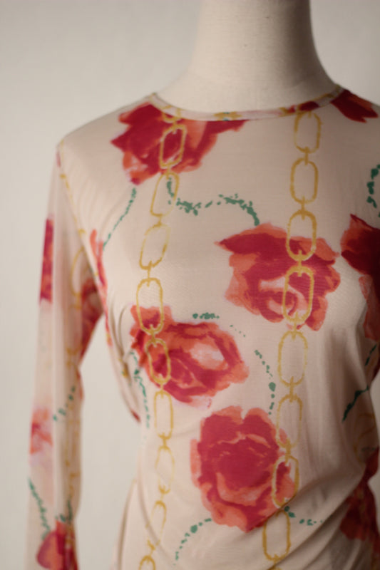 Anna Molinari 1997 Mesh Rose Top