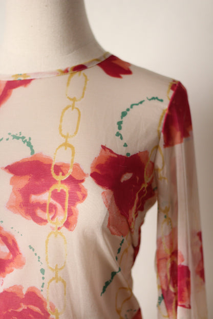 Anna Molinari 1997 Mesh Rose Top