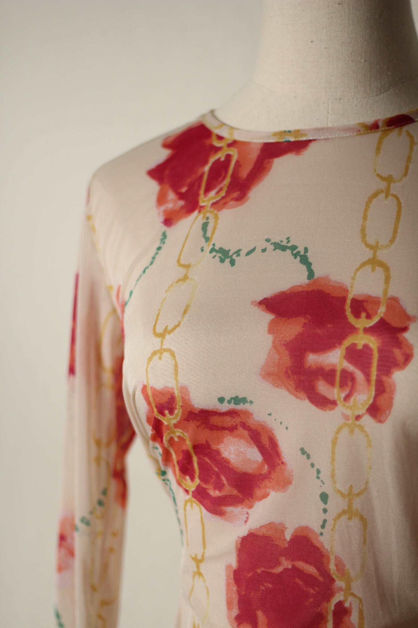Anna Molinari 1997 Mesh Rose Top