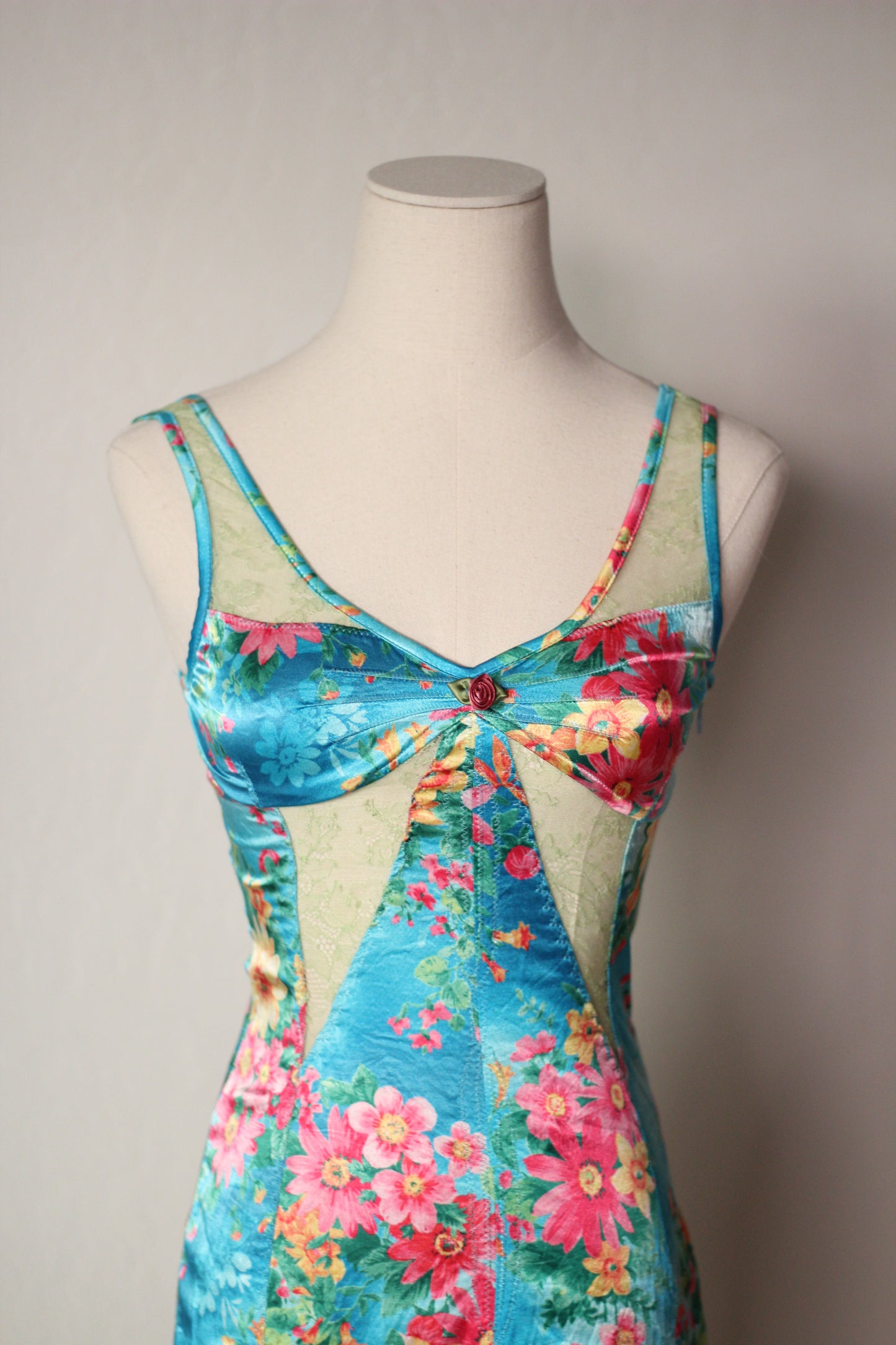 D&G 2005 Blue Dress with Floral Tropical Print