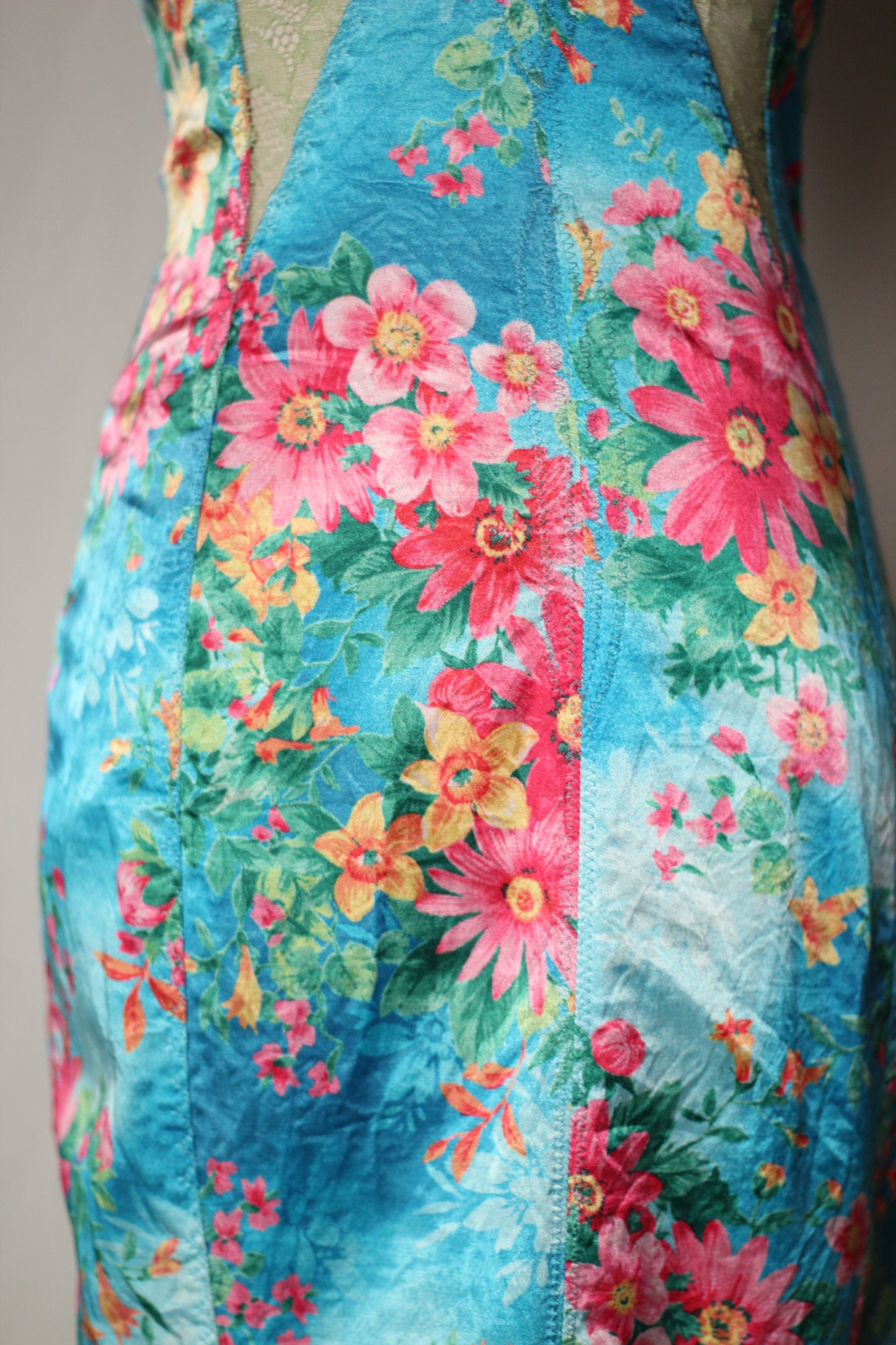 D&G 2005 Blue Dress with Floral Tropical Print