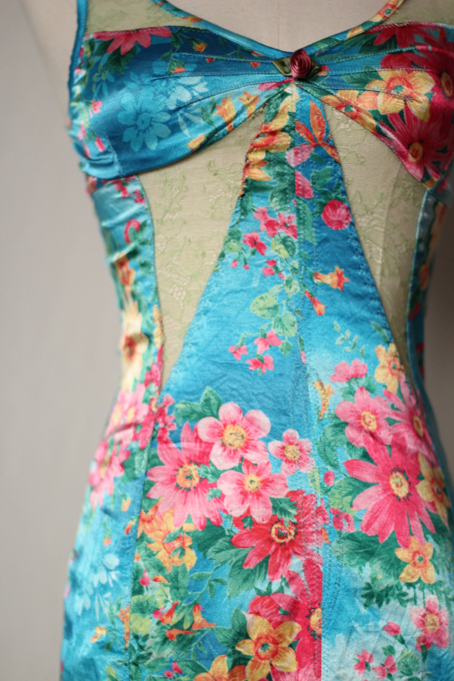 D&G 2005 Blue Dress with Floral Tropical Print