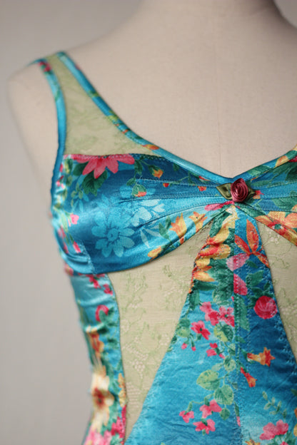 D&G 2005 Blue Dress with Floral Tropical Print