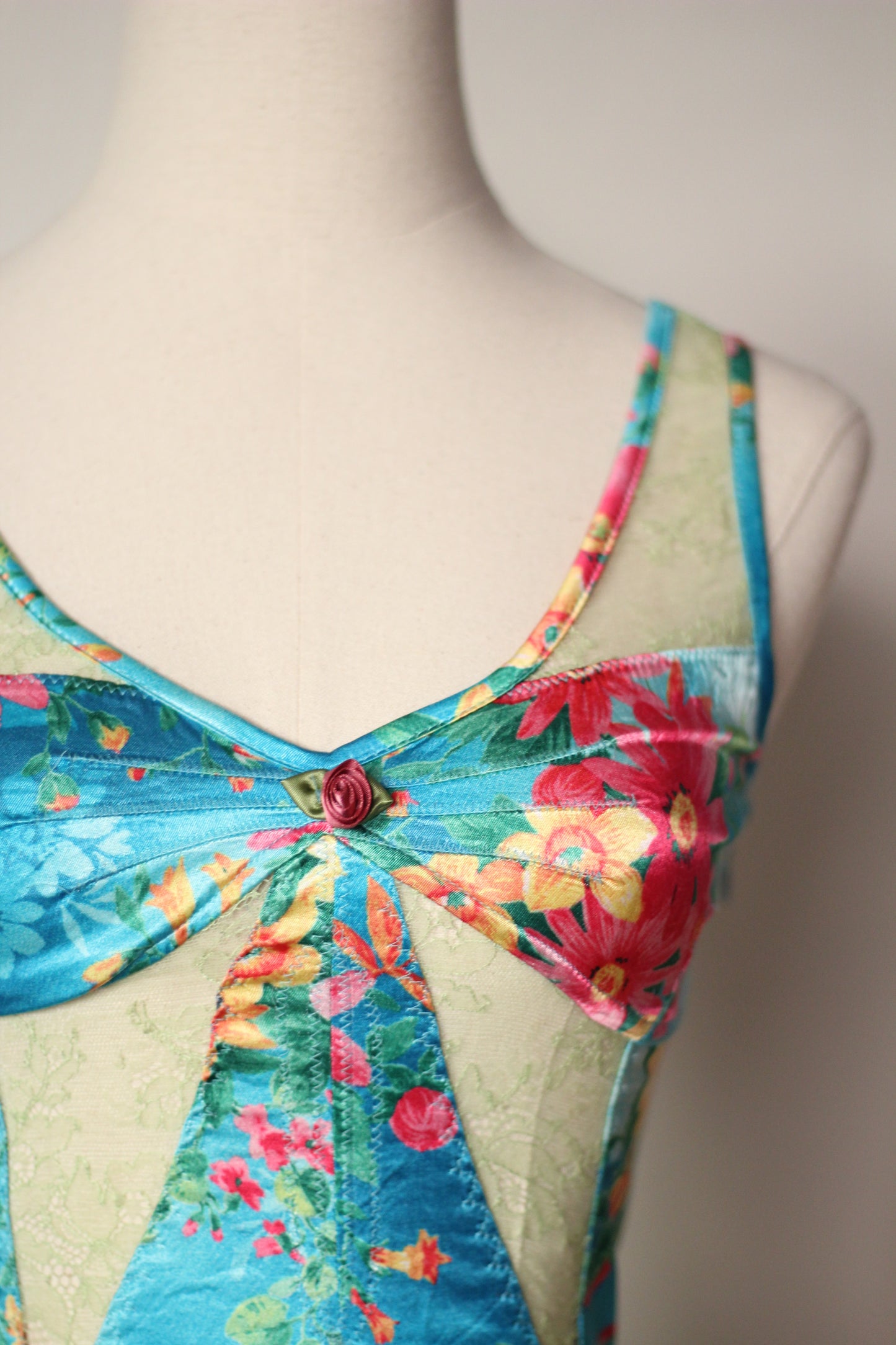 D&G 2005 Blue Dress with Floral Tropical Print