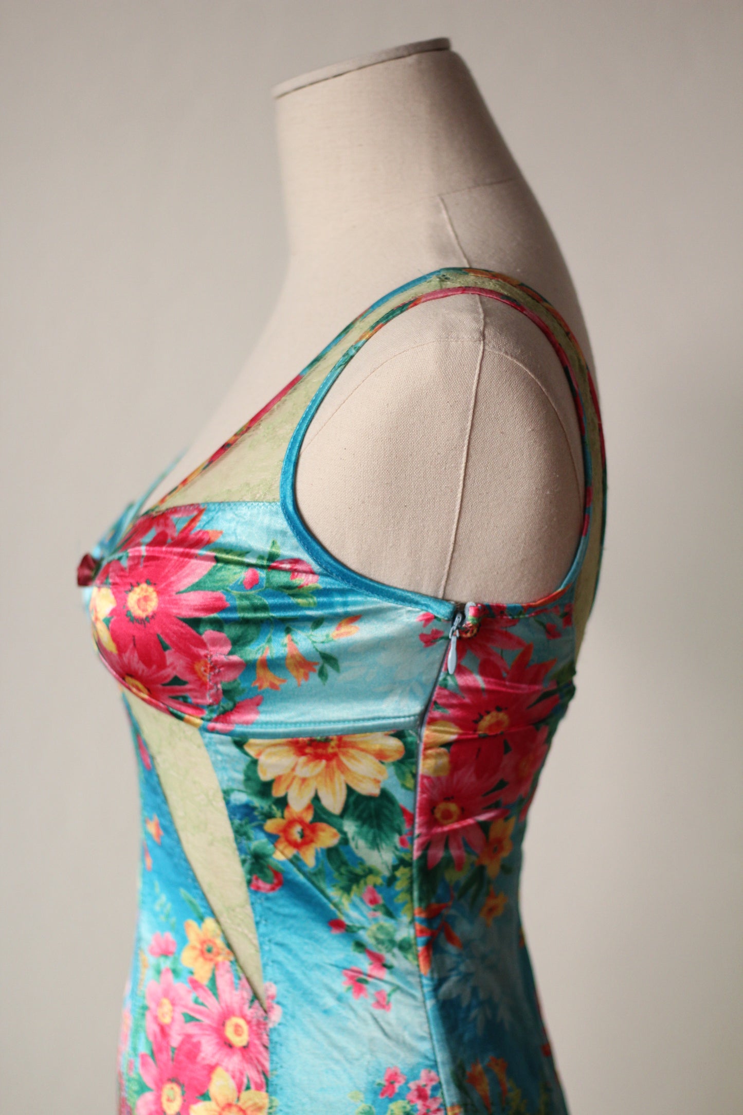 D&G 2005 Blue Dress with Floral Tropical Print