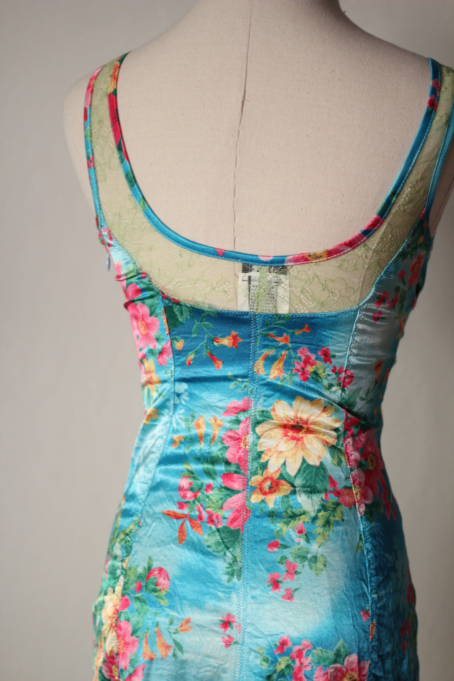 D&G 2005 Blue Dress with Floral Tropical Print
