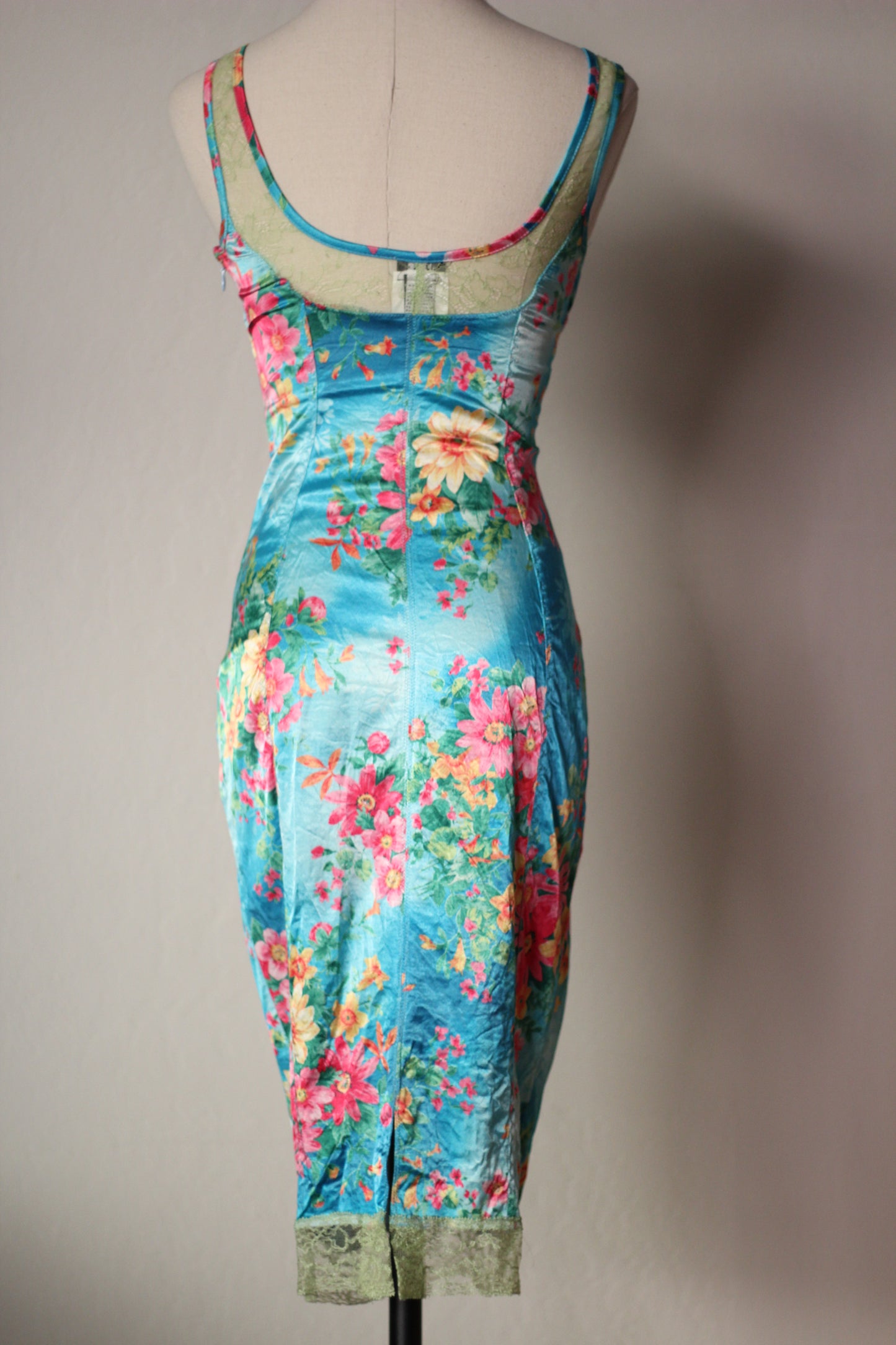 D&G 2005 Blue Dress with Floral Tropical Print