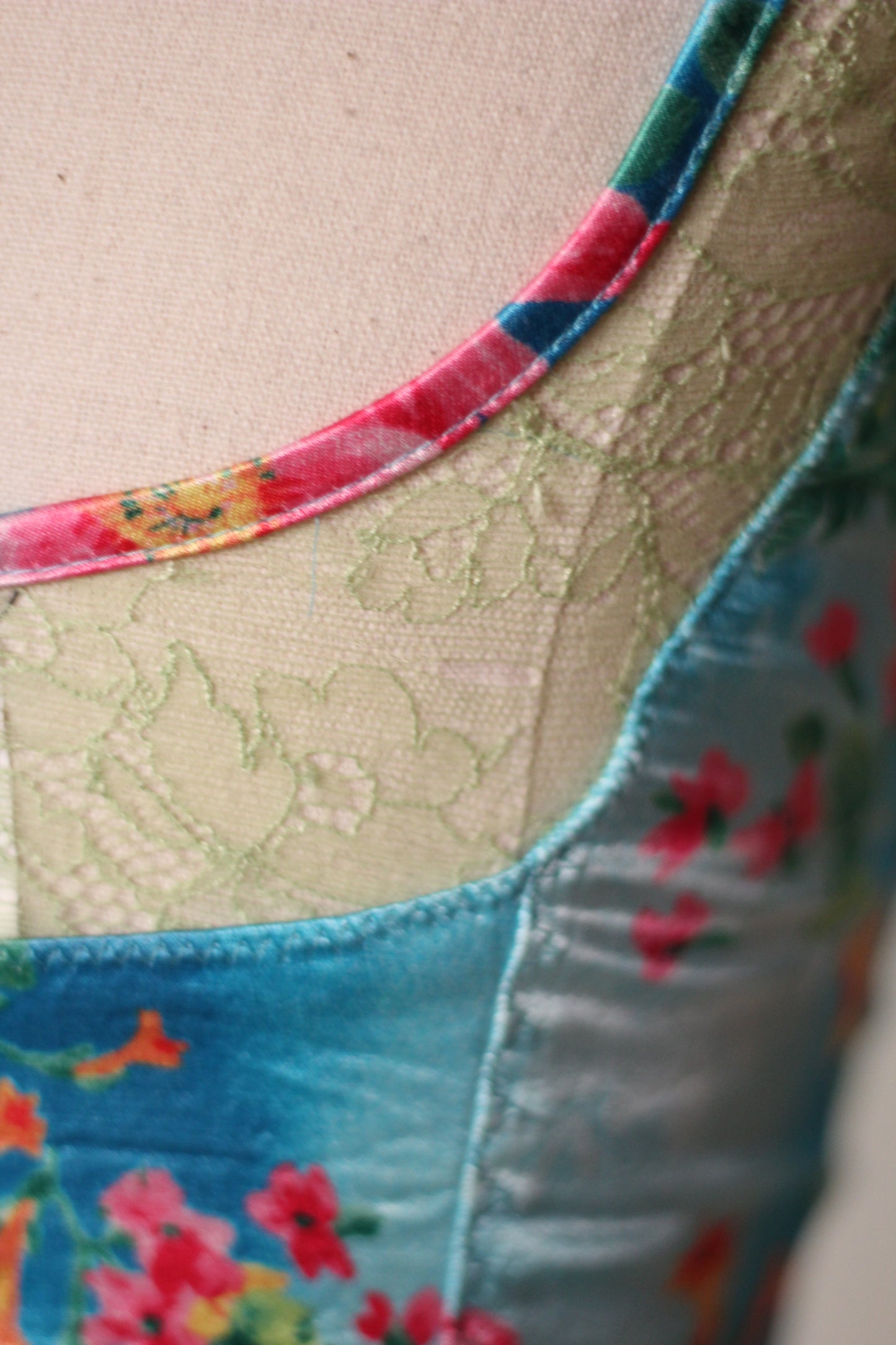 D&G 2005 Blue Dress with Floral Tropical Print