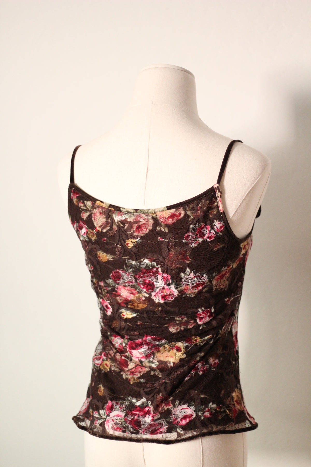 Floral pattern detail on Alexander McQueen FW 1996 “Dante” floral tank top