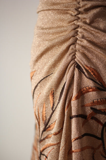 Valentino Boutique Fall/Winter 1997 Runway Gold Embroidered Dress