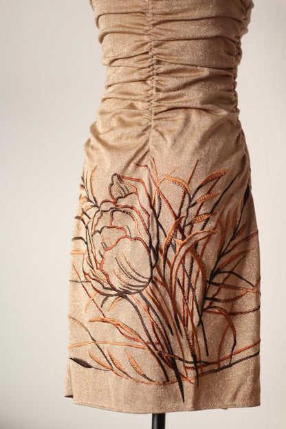 Valentino Boutique Fall/Winter 1997 Runway Gold Embroidered Dress