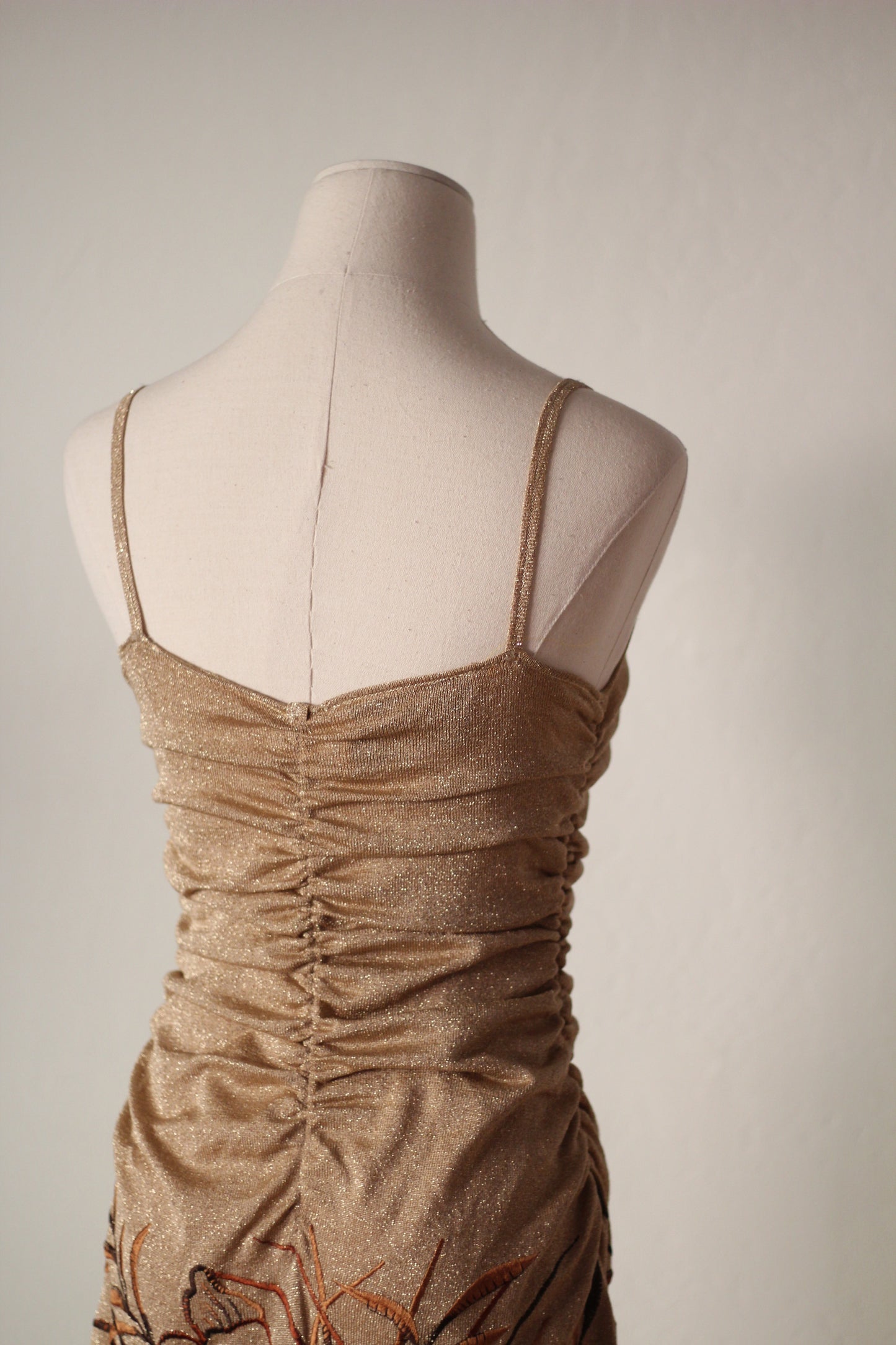 Valentino Boutique Fall/Winter 1997 Runway Gold Embroidered Dress