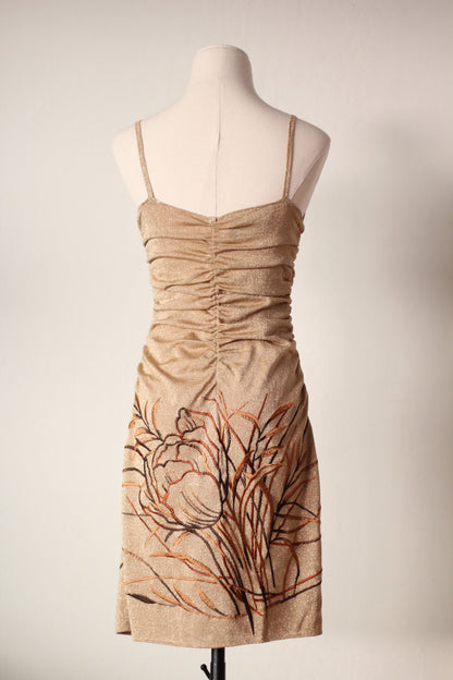 Valentino Boutique Fall/Winter 1997 Runway Gold Embroidered Dress