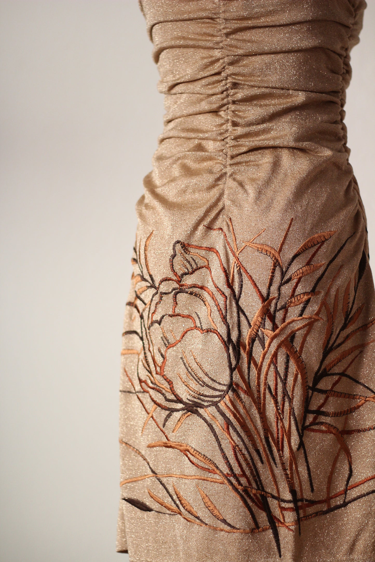Valentino Boutique Fall/Winter 1997 Runway Gold Embroidered Dress