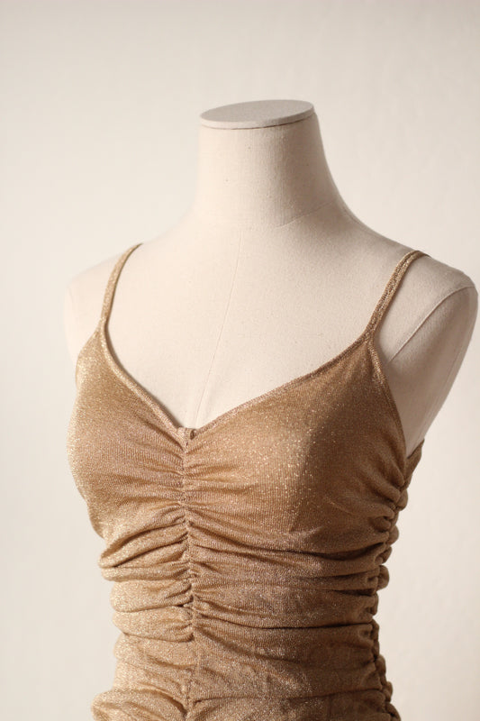 Valentino Boutique Fall/Winter 1997 Runway Gold Embroidered Dress