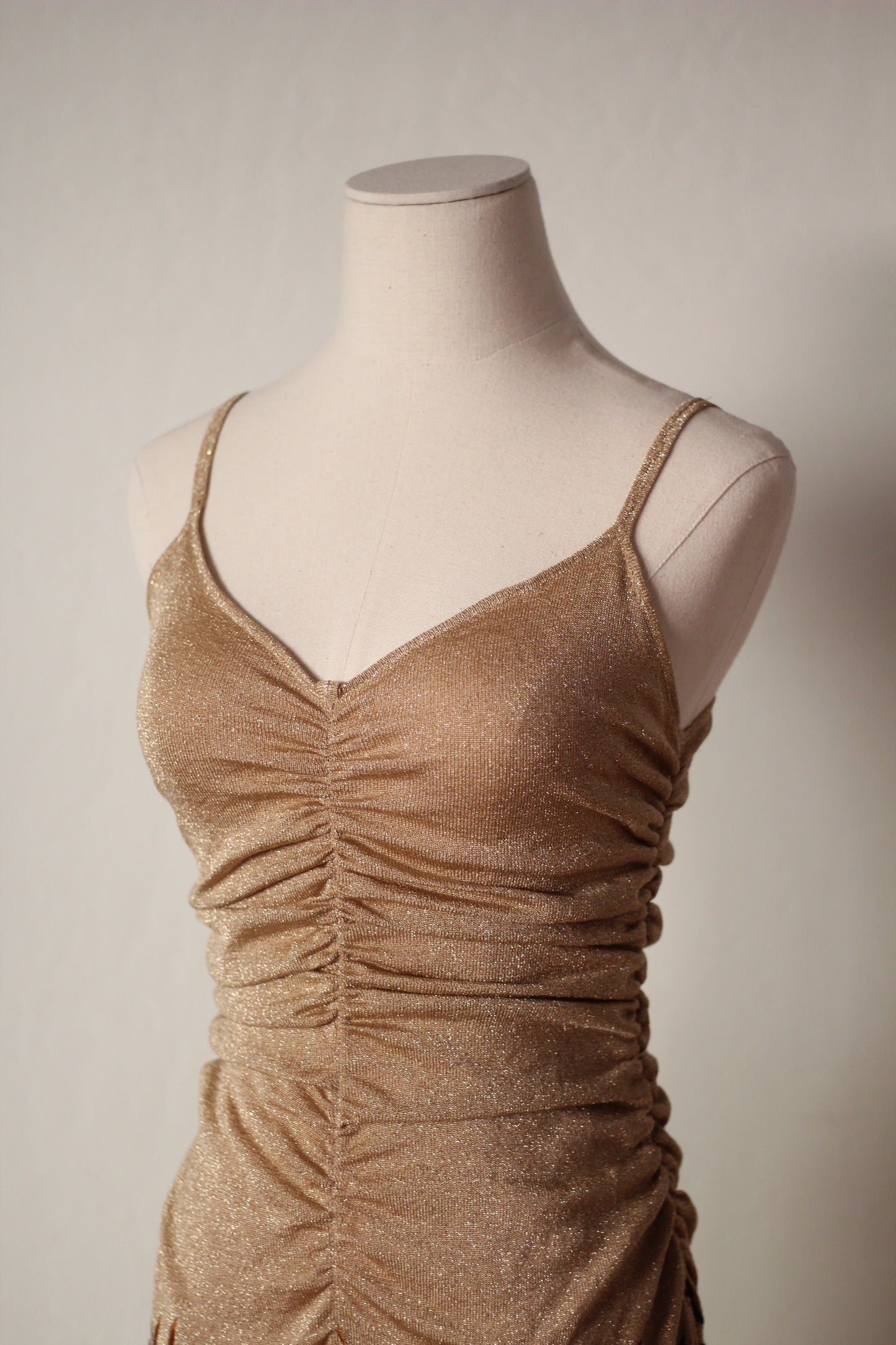 Valentino Boutique Fall/Winter 1997 Runway Gold Embroidered Dress