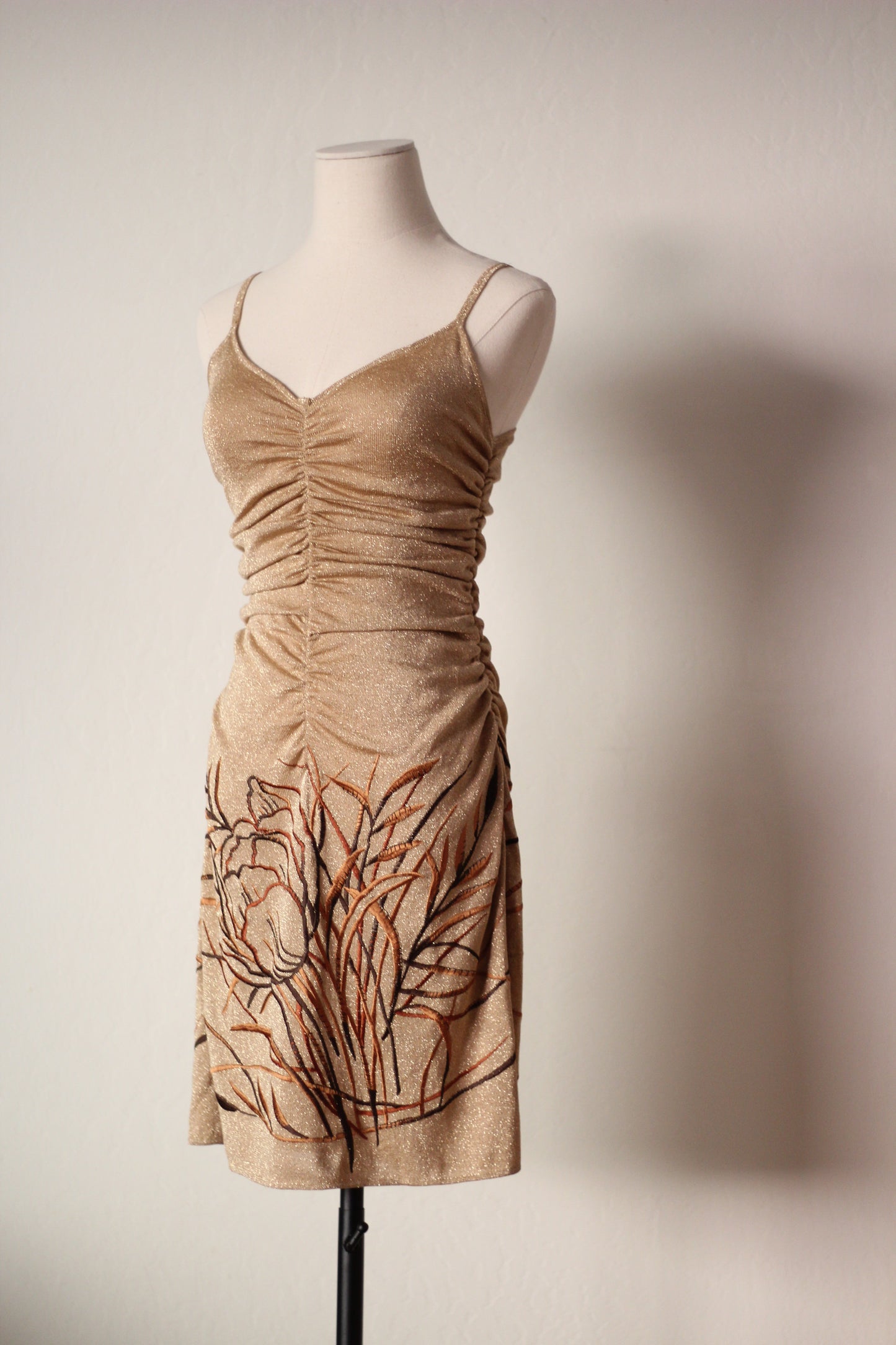 Valentino Boutique Fall/Winter 1997 Runway Gold Embroidered Dress