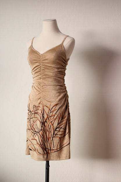 Valentino Boutique Fall/Winter 1997 Runway Gold Embroidered Dress