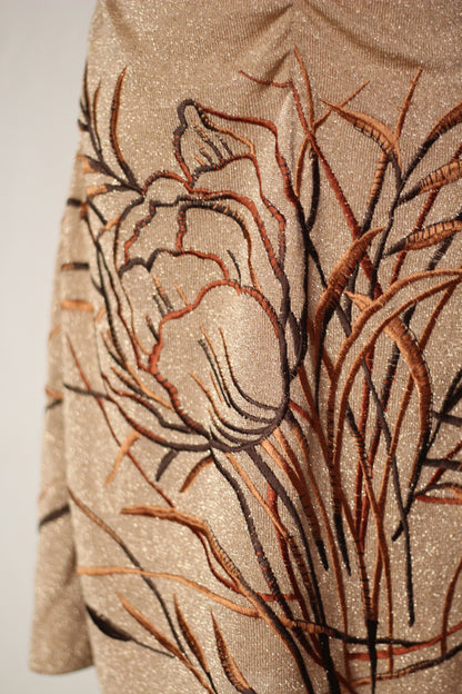 Valentino Boutique Fall/Winter 1997 Runway Gold Embroidered Dress